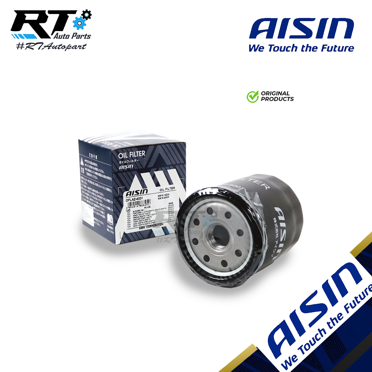 Aisin กรองน้ำมันเครื่อง Toyota Vigo Innova Fortuner Revo 1KD 2KD 1GD 1JZ 2JZ 1RZ 2RZ  /  OFLAZ4001