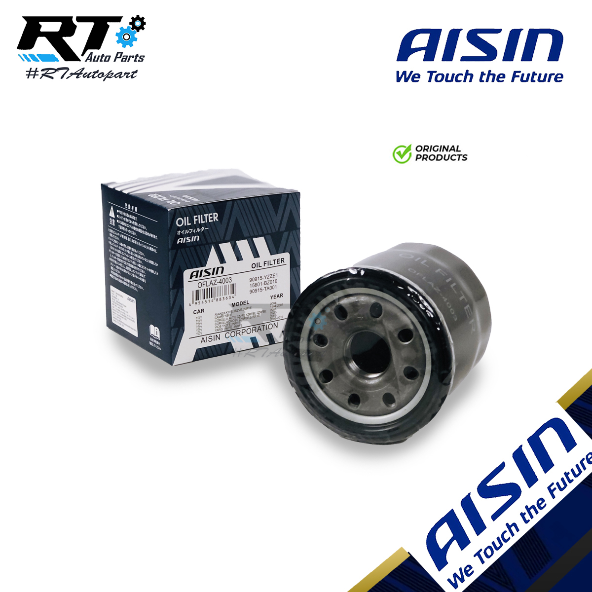 Aisin กรองน้ำมันเครื่อง Toyota AE Soluna Yaris Vios ปี03-13 Altis Sienta Avanza ลูกเหล็ก /  OFLAZ4003