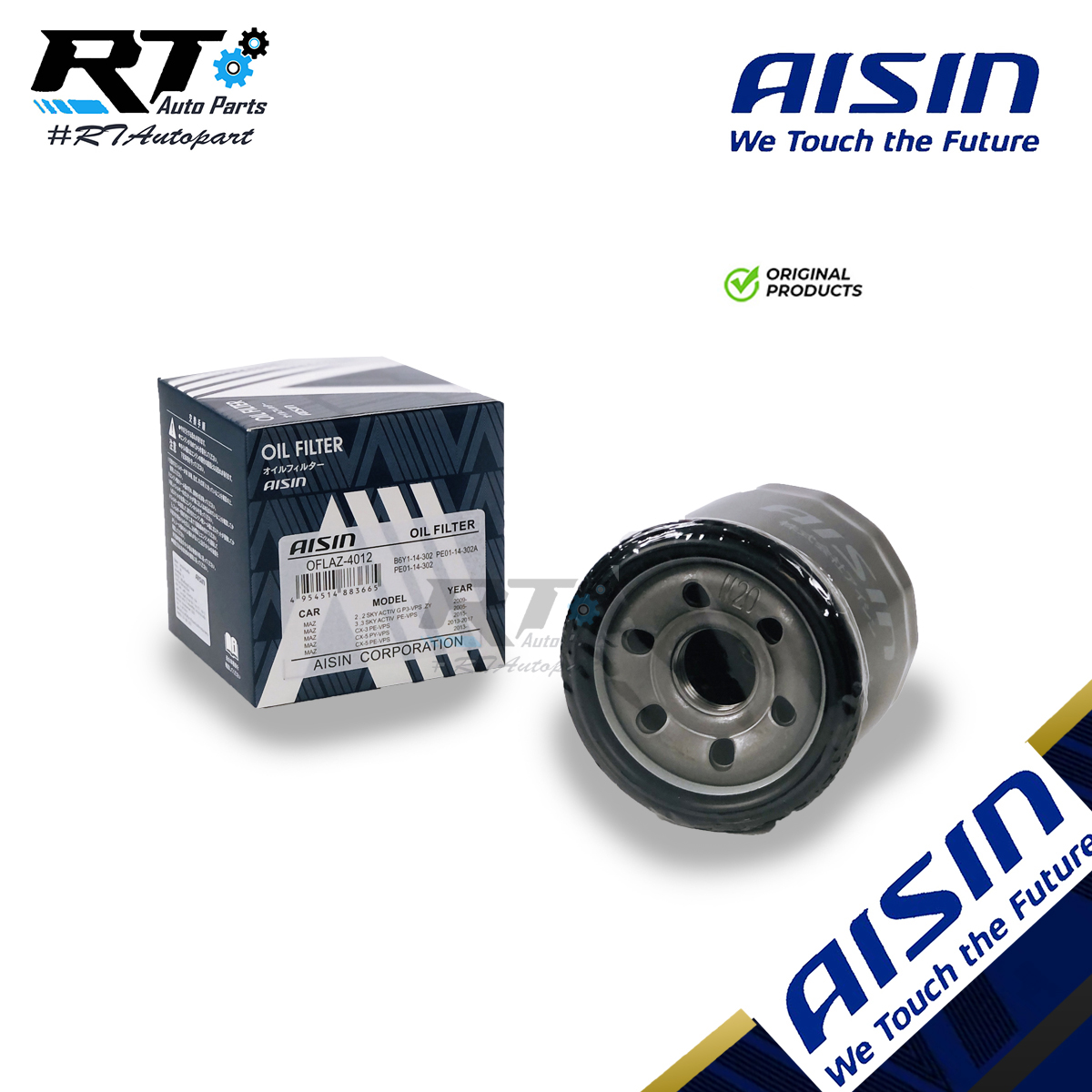 Aisin กรองน้ำมันเครื่อง Mazda2 Mazda3 1.6 Mazda 2 skyactive Mazda 3 skyactive CX-3 CX-5 เบนซิน /  OFLAZ4012