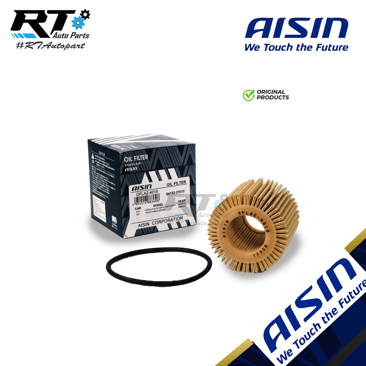 Aisin กรองน้ำมันเครื่อง Toyota Altis ปี12-20 เครื่อง Duo VVTi 1ZR 3ZR Yaris 1.2 ปี14-17 Prius /  OFLAZ4015