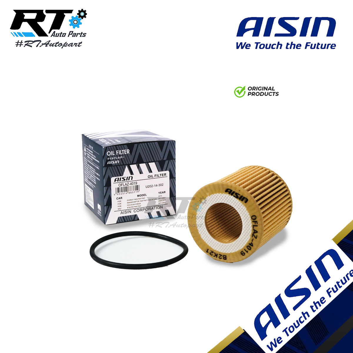 Aisin กรองน้ำมันเครื่อง Mazda Ford Ranger ปี 2012-on 2.2 T6 BT50Pro Everest Titanium "15-19/  OFLAZ4019