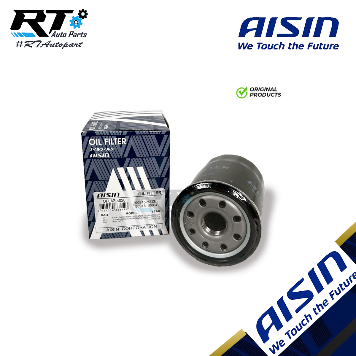 Aisin กรองน้ำมันเครื่อง Toyota Camry SXV20 ACV30 ACV40 Wish ปี98-16 / 90915-YZZE2 / OFLAZ4020