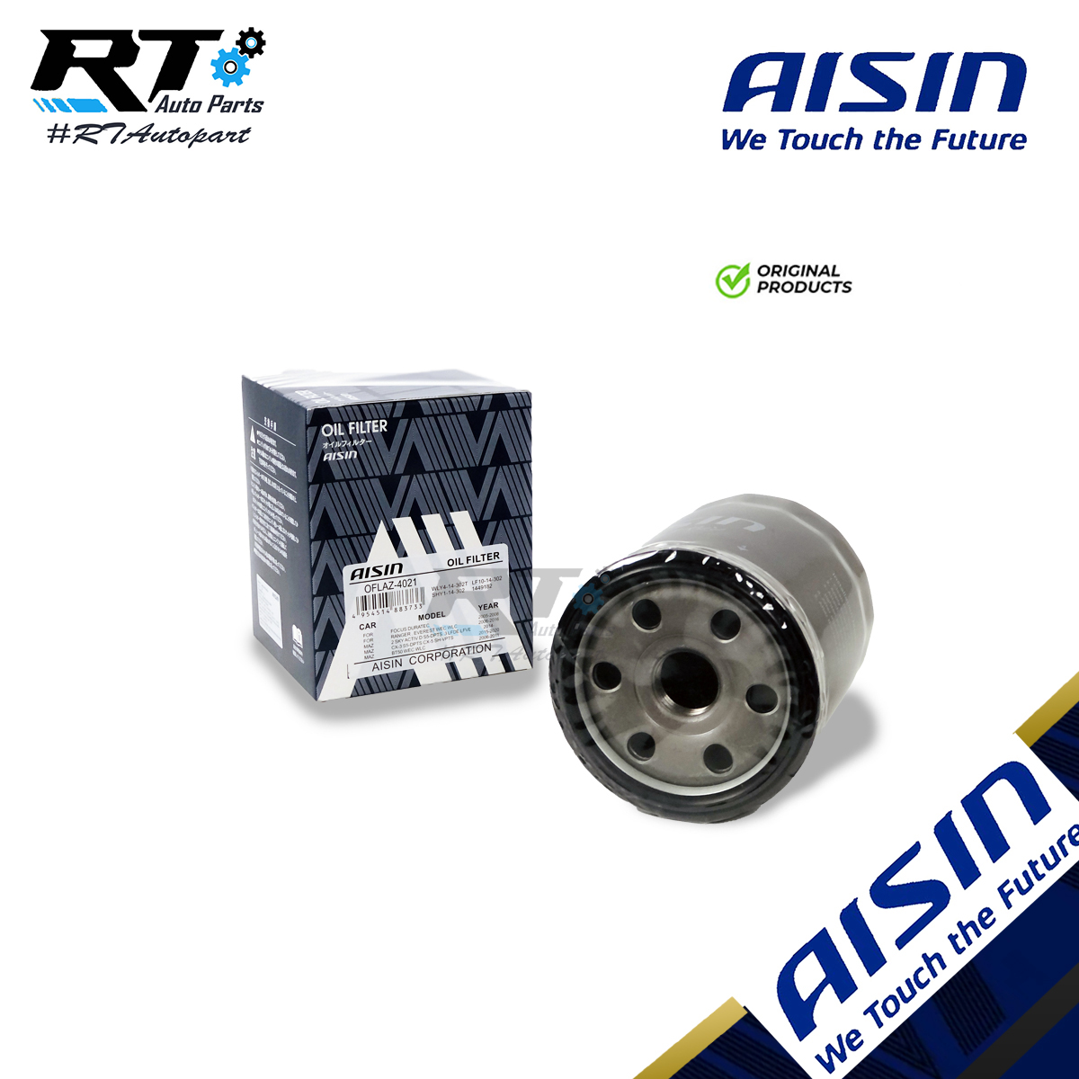 Aisin กรองน้ำมันเครื่อง Mazda2 skyactive ดีเชล Mazda3 1.8 2.0 CX5 2.2 ดีเชล BT50 ปี03-11 กรองเครื่อง CX 5 / SH01-14-302 / OFLAZ4021