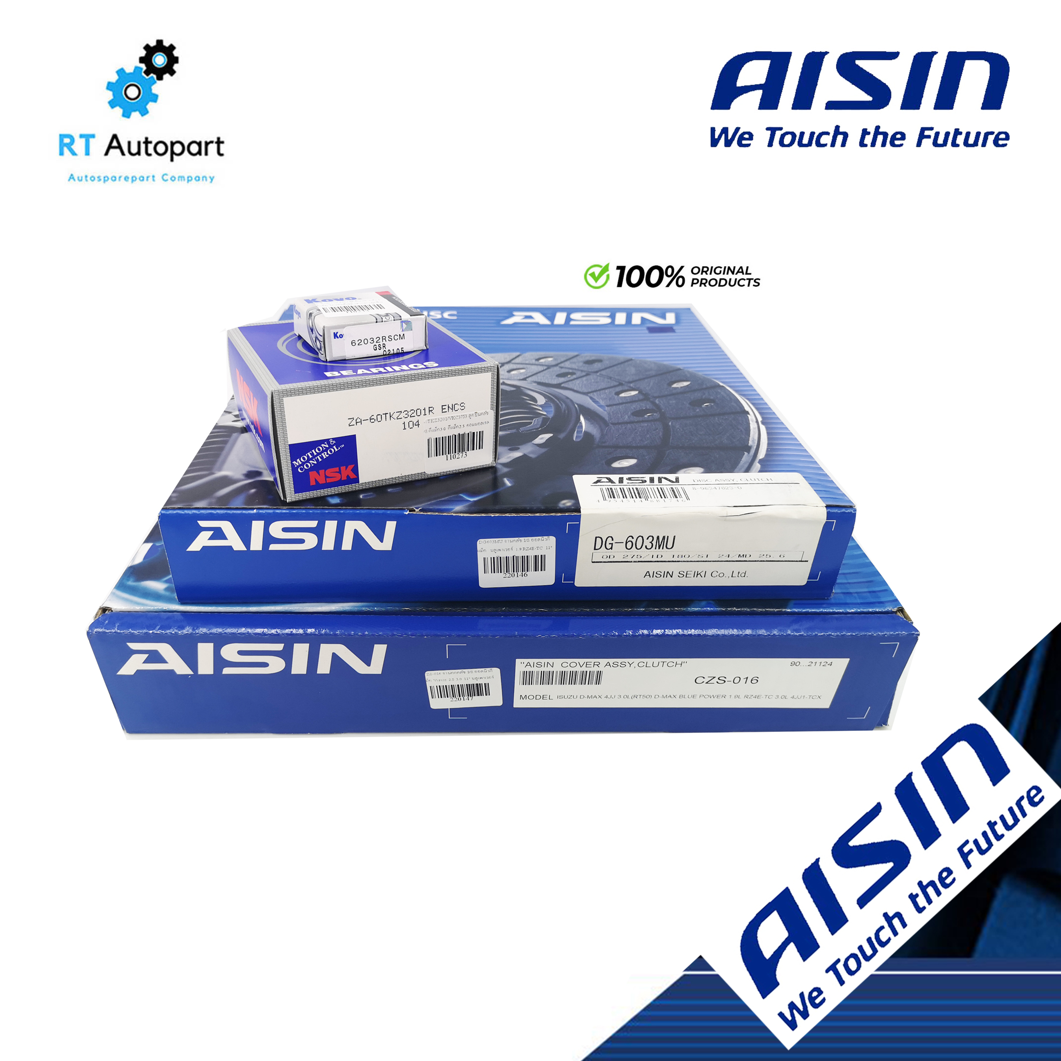 Aisin แผ่นคลัช หวีคลัช Isuzu All new Dmax Vcross เครื่อง 2.5 3.0 1.9 4JJ-TCX RZ4E-TC ปี12-18