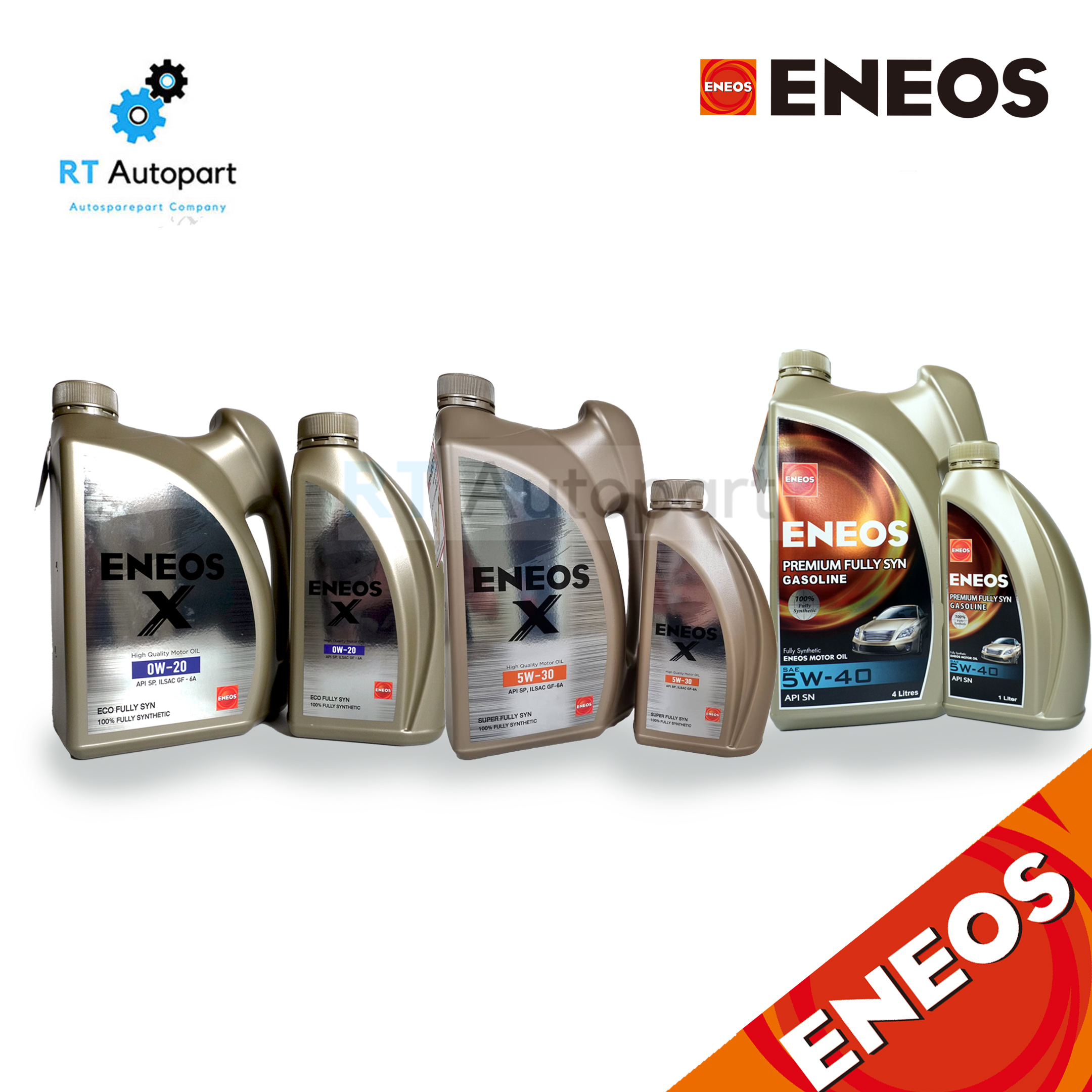 ENEOS น้ำมันเครื่องสังเคราะห์แท้ 100% เอเนออส เกรด 0w-20 / 5w-30 / 5w-40 / Fully Synthetic API SN 0w20 5w30 5w40