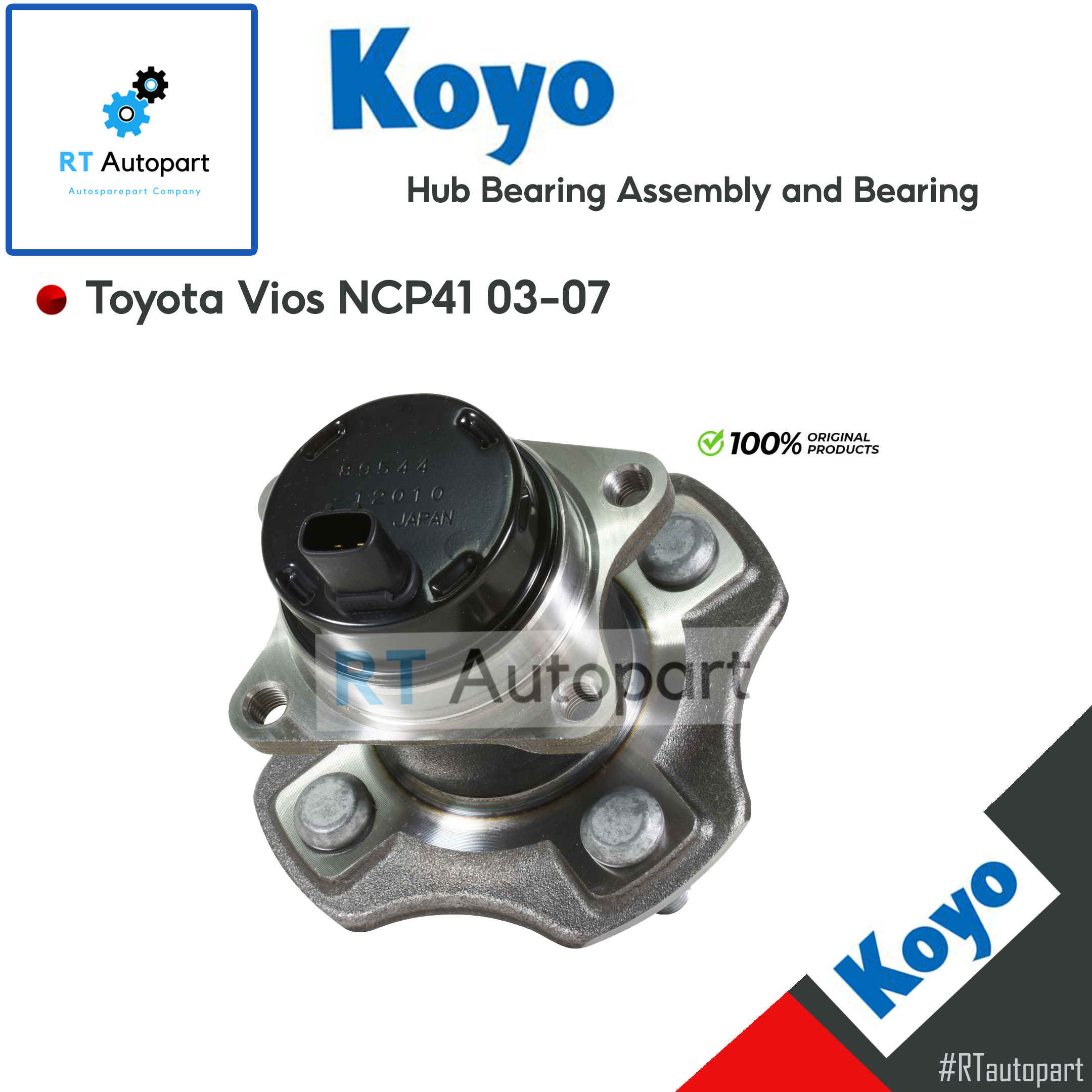 Koyo ลูกปืนล้อหลัง Toyota Vios NCP41 NCP42 ปี03-07 มี ABS / ลูกปืนล้อ วีออส / 3DACF026F-1C/23S / 3DACF026(1ตัว มี ABS)