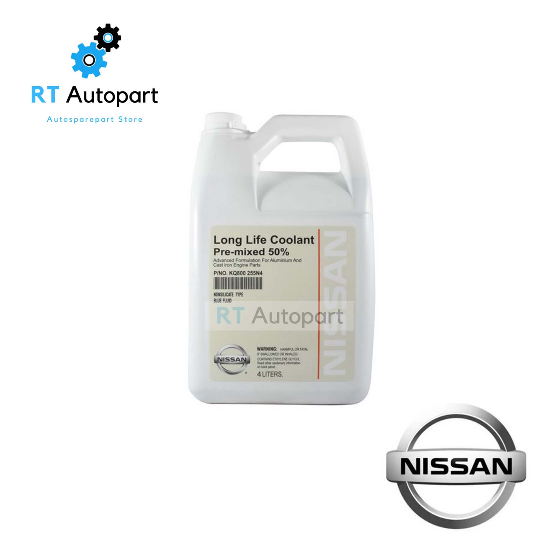 Nissan น้ำยาหล่อเย็น Long Life Coolant Premixed 50% Nissan ขนาด 4 ลิตร / น้ำยาหม้อน้ำ Nissan / KQ800-255N4