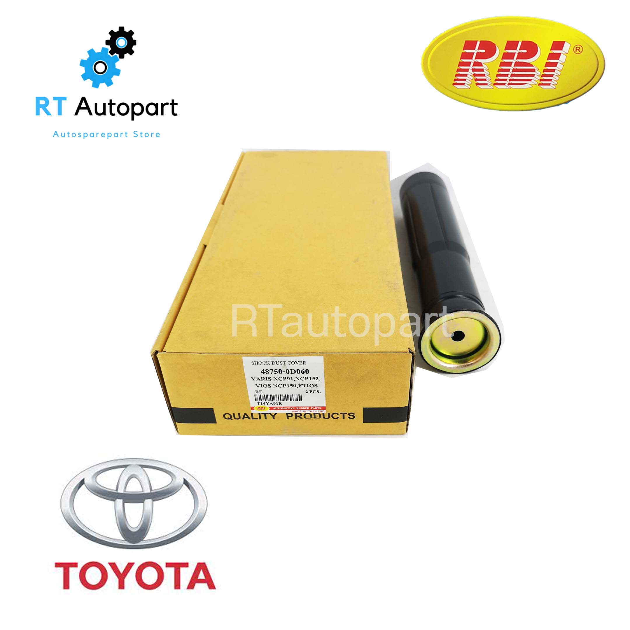 RBI กันฝุ่นโช้คหลัง Toyota Vios Yaris NCP91 NCP93 ปี08-14 NCP150 ปี14-18 / กันฝุนโช๊คอัพหลัง Yaris / 48750-0D060