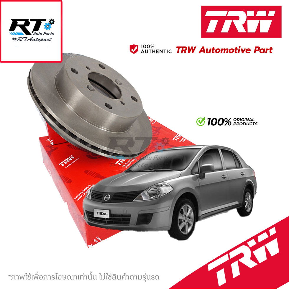 TRW (1แผ่น) จานดิสเบรคหน้า Nissan Tiida Tida / จานดิสเบรก จานเบรก ทีด้า / DF7449