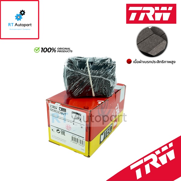 TRW ผ้าดิสเบรกหลัง Mitsubishi Pajerosport เครื่อง2.4 2.5 ปี15-22 เกรด UTEC / ผ้าเบรก ผ้าเบรค / GDB3239UT