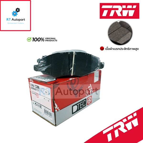TRW ผ้าดิสเบรกหน้า Toyota Innova TGN40 ปี04-15 เกรด DTEC / ผ้าเบรก ผ้าเบรค / GDB3427DT