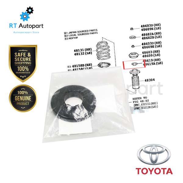 Toyota ลูกปืนเบ้าโช้คหน้า Toyota Vios Yaris NCP150 NSP152 ปี13-19 แท้ /  Ativ ลูกปืนเบ้าโช๊ค วีออส ยาริส / 48619-52030